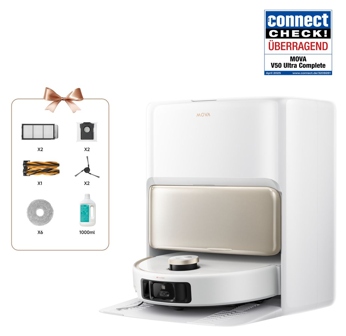 Mova V50 Ultra Complete Saugroboter nass/trocken 24000 Pascal Leistung  (Weiß) 
