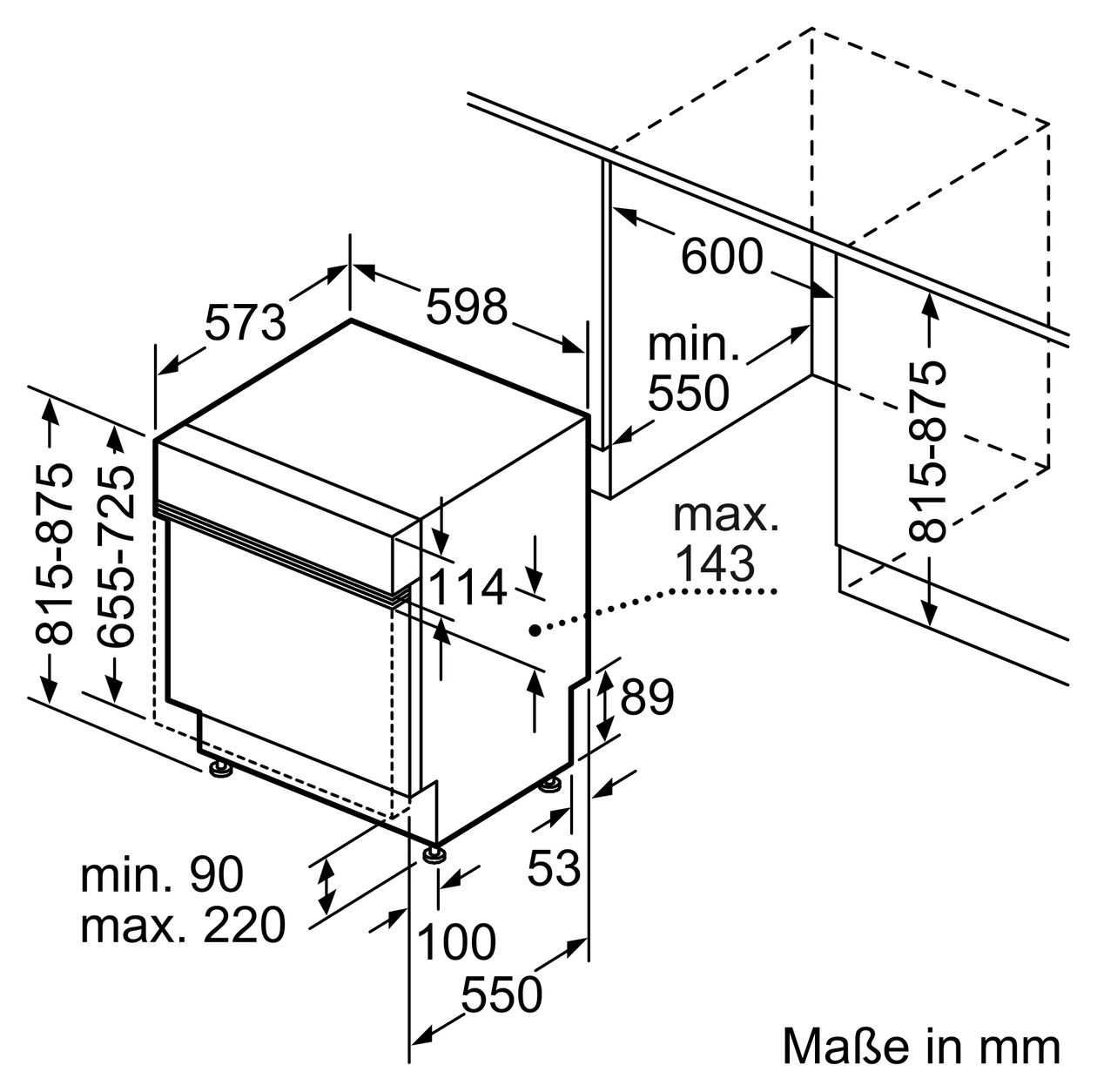 GILEA10 60 cm Geschirrspüler teilintegriert (ohne Front) Sehr leise 13 Maßgedecke aquaStop Funktion Wärmetauscher 