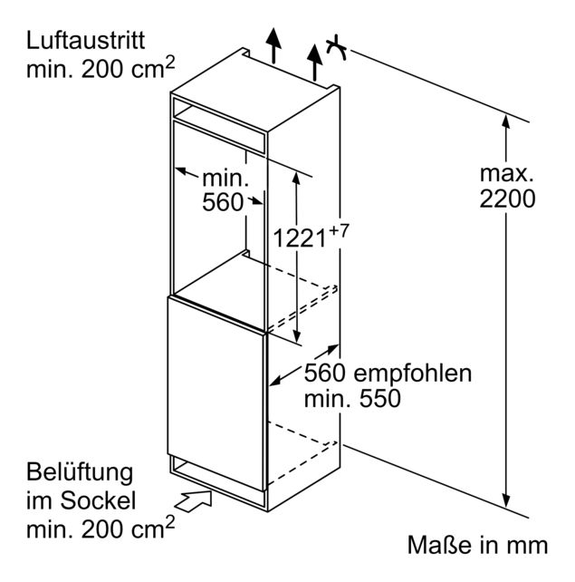 N30 KI1411SE0 Schlepptür 204 l 122,5 cm Einbaukühlschrank EEK: E 101 kWh Jahr 