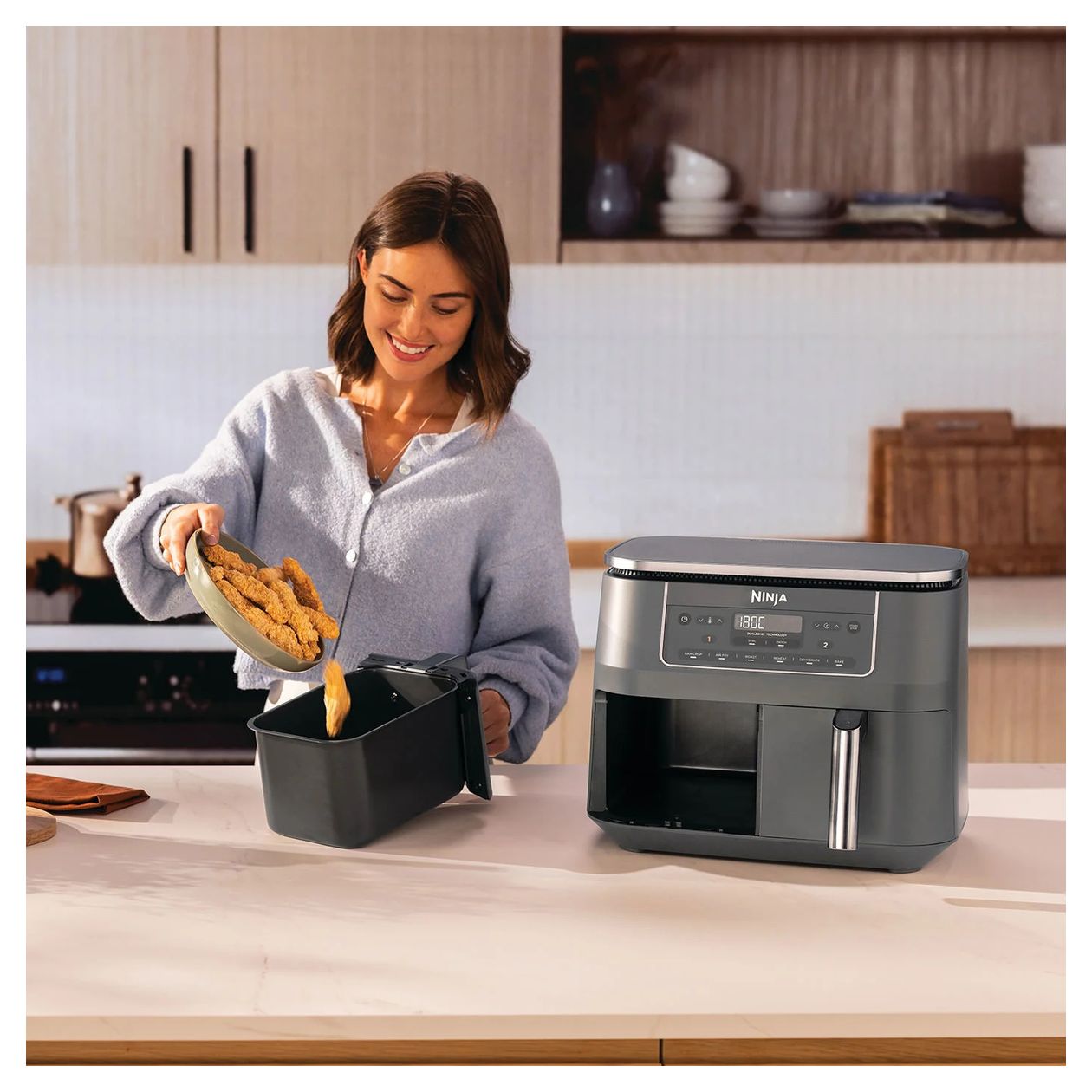 DZ300EU Doppel Heißluftfritteuse 7,6 l 2400 W  (Grau) 
