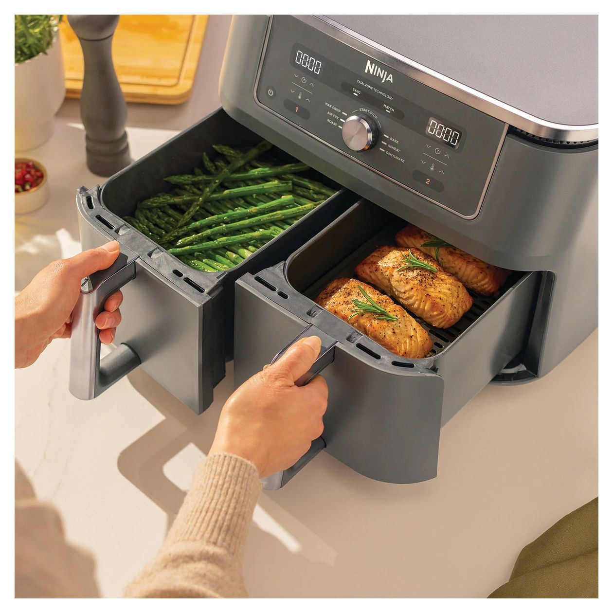 DZ400EU Doppel Heißluftfritteuse 9,5 l 2470 W  (Grau) 
