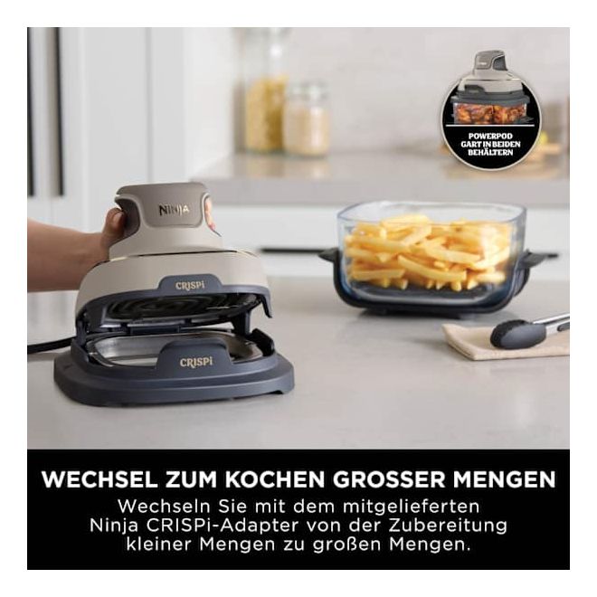 FN101EU Crispi Heißluftfritteuse 3,8 l 1700 W (Grau, Steinfarbe, Transparent) 