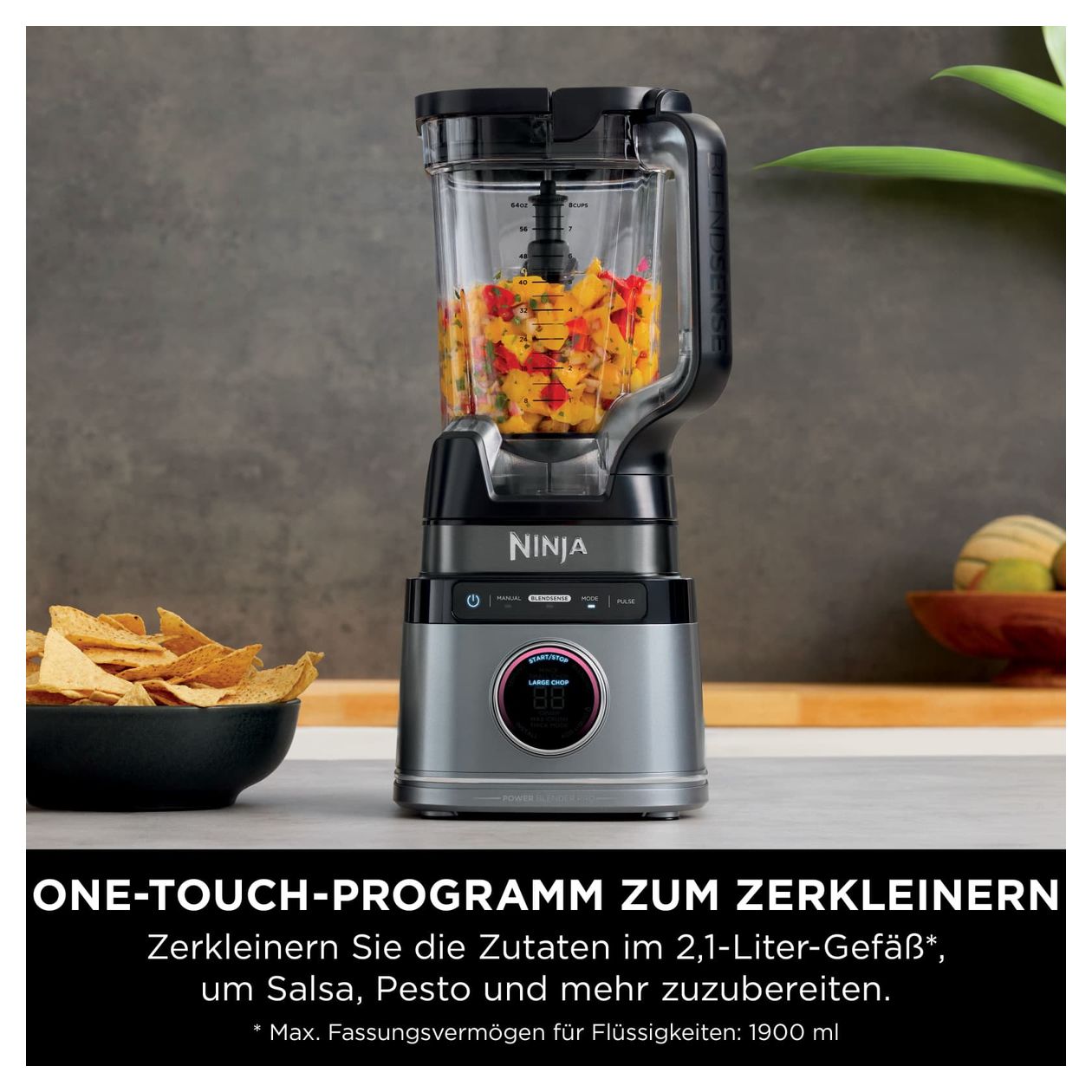TB201EU Detect Power Mixer Pro 2,1 l Standmixer 1200 W  (Schwarz, Silber) 