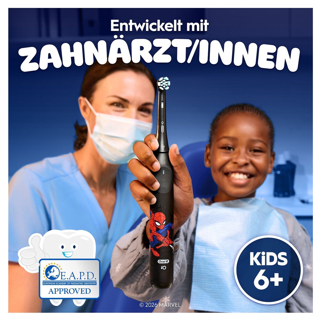 iO Kids 6+ Spiderman Rotierende Zahnbürste für Kinder  (Schwarz) 