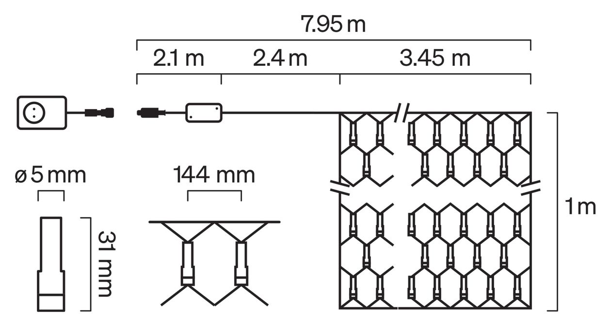 Festavia Netzlichterkette – 1 m x 3,5 m, 250 LEDs 