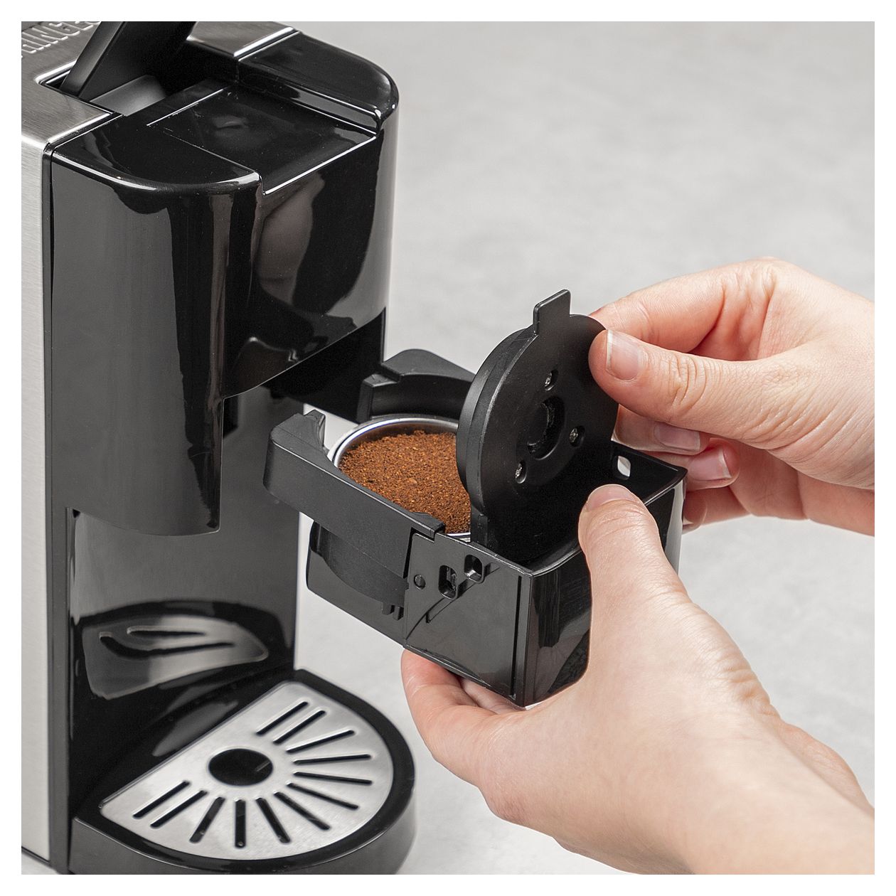 249450 Kaffeekapsel, Kaffeepad, Gemahlener Kaffee Maschine  (Schwarz, Edelstahl) 