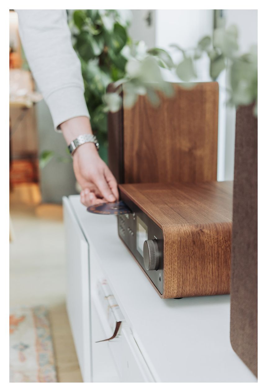 Classic Stereo Heim-Audio-Mikrosystem DAB, DAB+, FM 50 W Bluetooth  (Schwarz, Walnuss) 