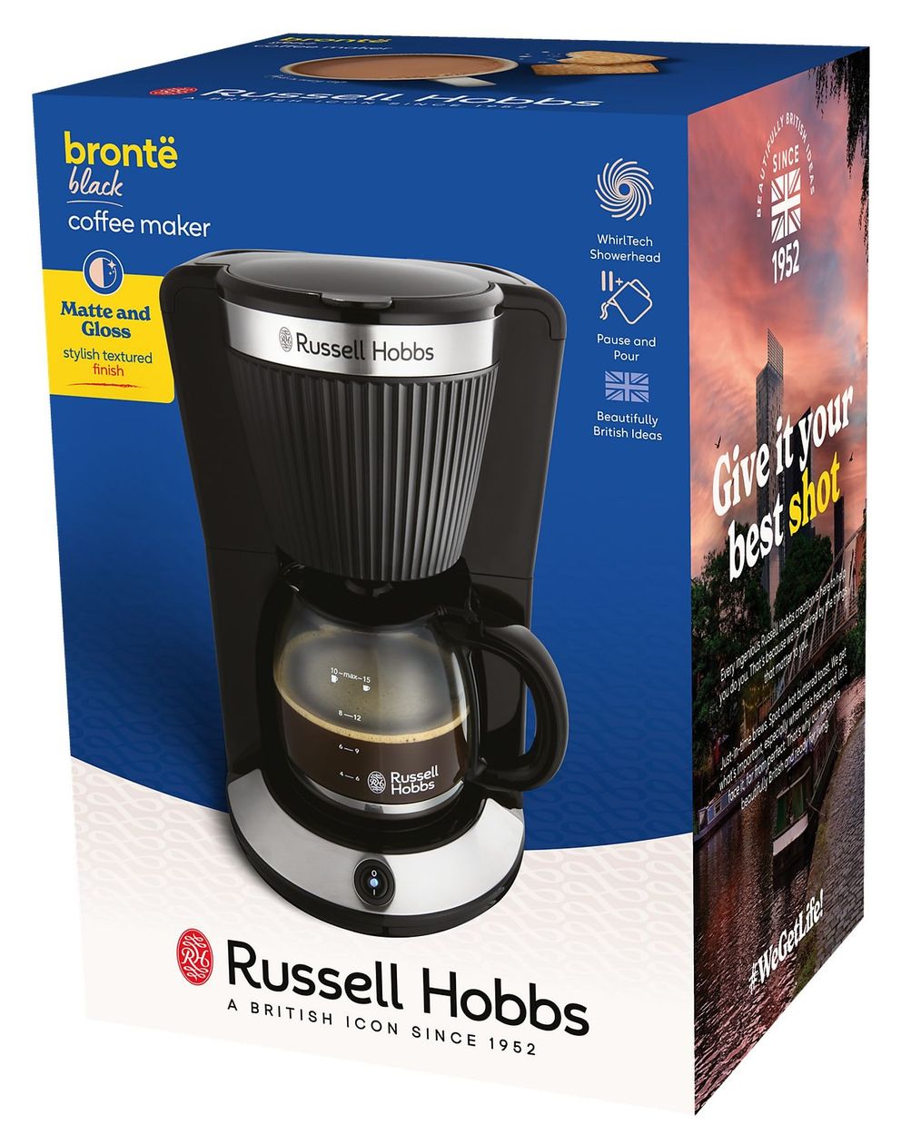 26780-56	Bronte 10 Tassen Filterkaffeemaschine 1,2 l  (Schwarz, Silber) 