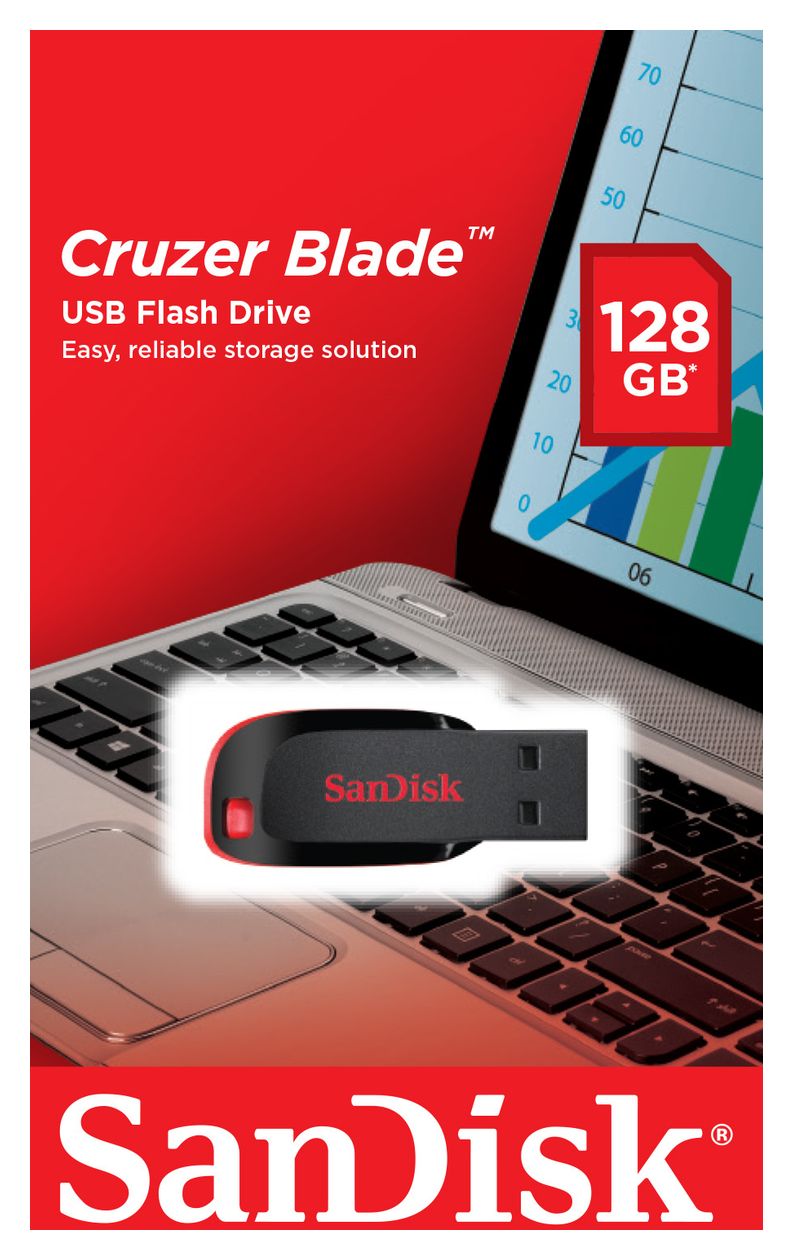 Cruzer Blade USB Typ-A Stick 128 GB  (Schwarz, Rot) 