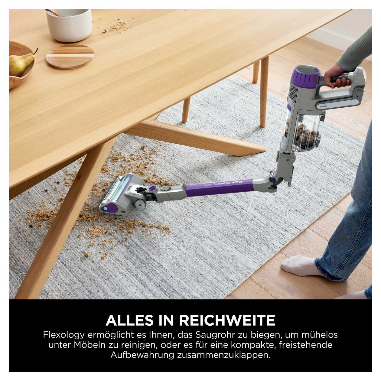 IP1251EUT PowerDetect Handstaubsauger Beutellos bis 70 min Laufzeit  (Grau, Violett) 