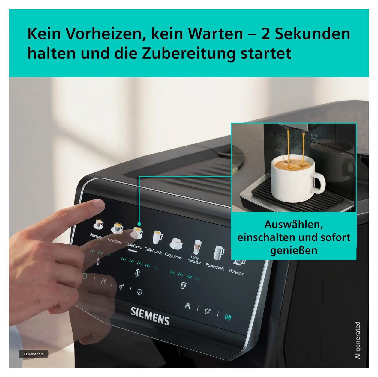 EQ500 TP553E07 iAroma Kaffeevollautomat 15 bar 1,8 l 300 g AutoClean  (Schwarz) 