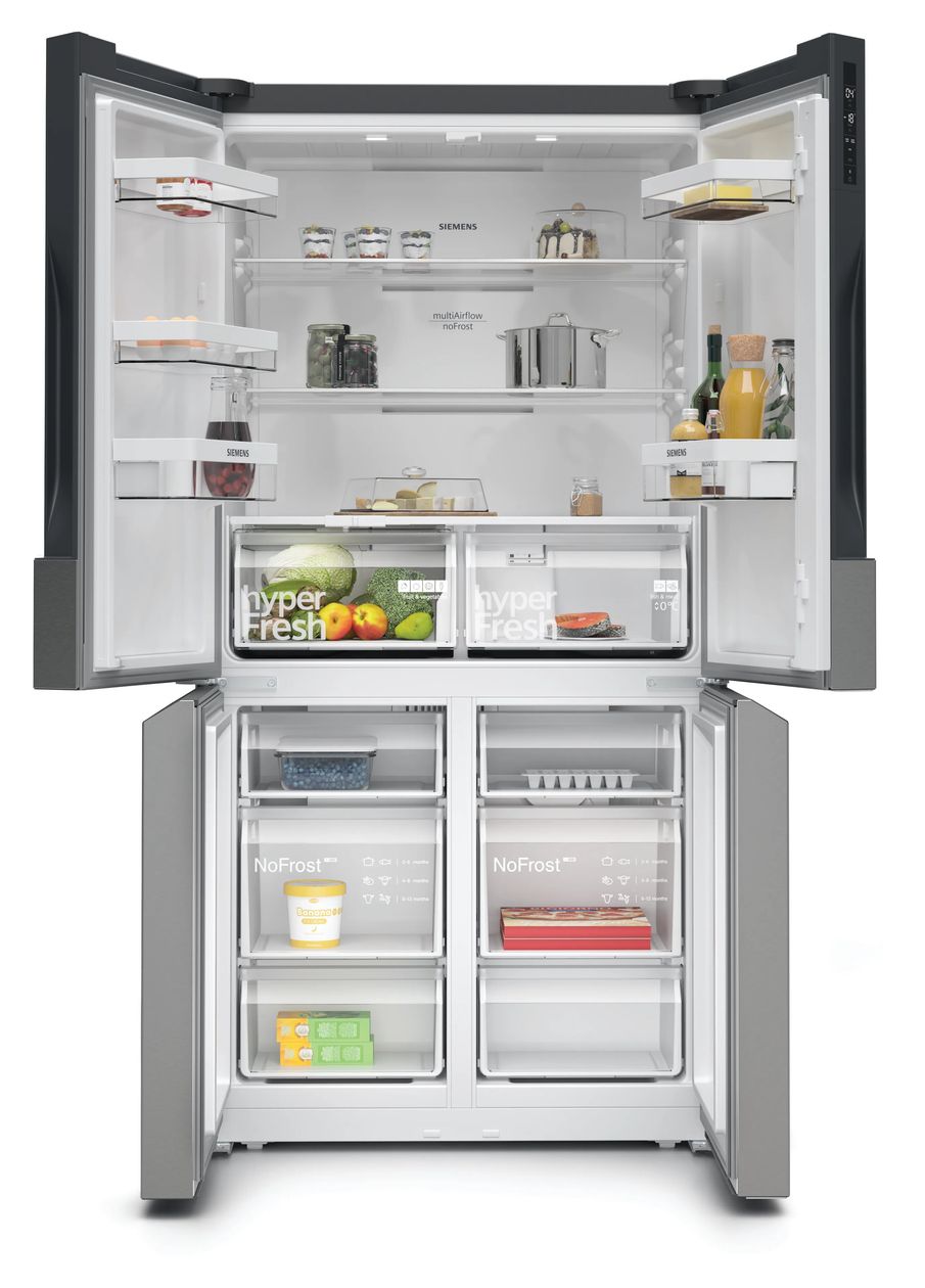 iQ300 KF96NVPEA Side-by-Side Kühl-/ Gefrierkombination French Door 405 l / 200 l 333 kWh NoFrost 1830 mm x 910 mm  (Silber) 