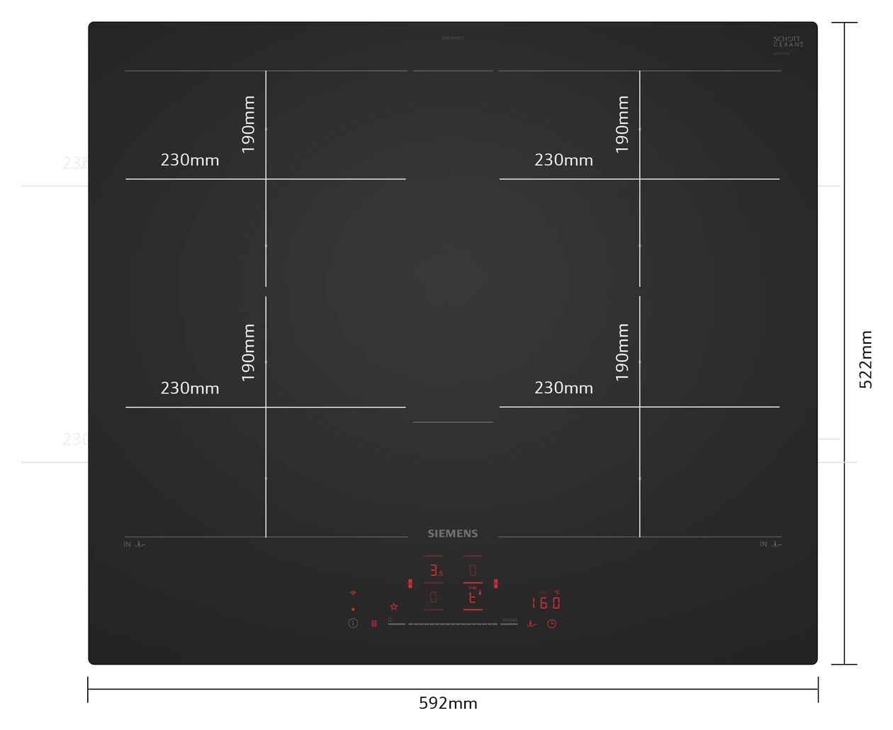 iQ700 EX61AHYC1E autarkes 59.2 cm Induktions Kochfeld/Herdplatte 4 Zone(n) 