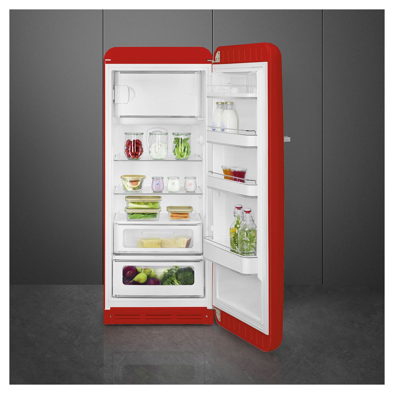 FAB28RRD6 270 l / 244 l Kühlschrank freistehend EEK: C 104 kWh Jahr  (Rot) 