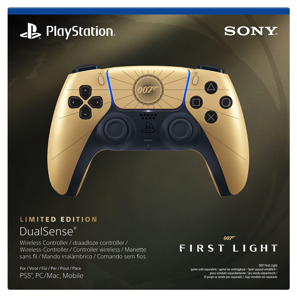 DualSense Wireless Controller - 007 First Light Limited Edition Analog / Digital Gamepad für PC/MAC/Android/iOS/PlayStation 5  (Schwarz, Gold) 