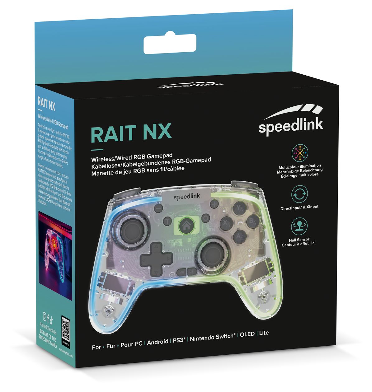 SL-650115-CR Rait NX Analog / Digital Gamepad für PC, Android, Nintendo Switch Lite, Nintendo Switch OLED, Playstation 3  (Transparent) 