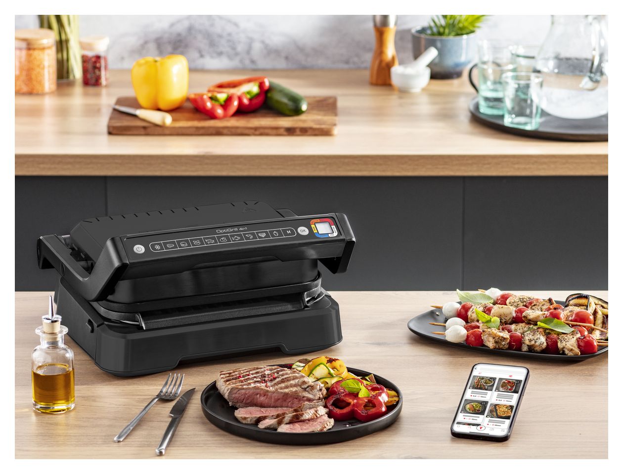 GC7748 OptiGrill 4in1 1 Zone(n) 2100 W mit 300 x 200 mm Fläche  (Schwarz) 