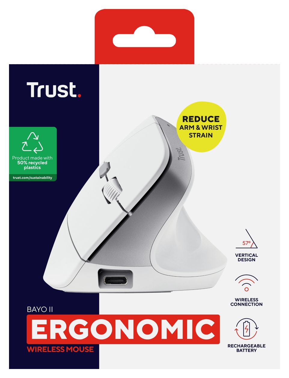 Bayo II Wireless 2400 DPI Büro Maus Optisch  (Weiß) 