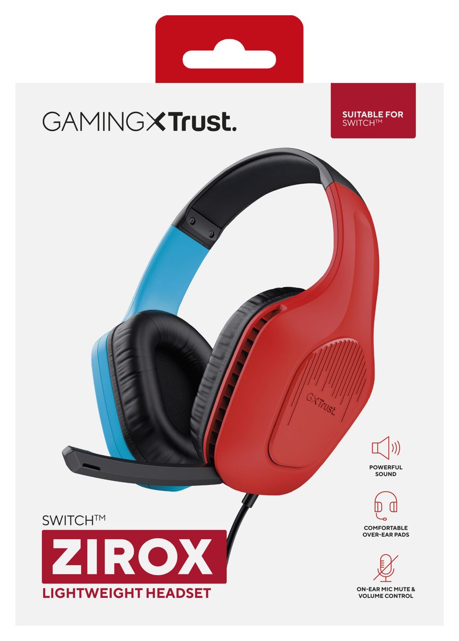 GXT416 Zirox Over Ear Kopfhörer Kabelgebunden  (Schwarz, Cyan, Rot) 