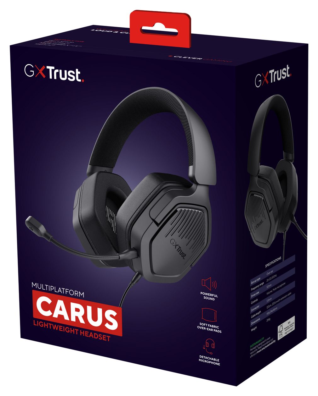GXT492 Carus Over Ear Kopfhörer Kabelgebunden  (Schwarz) 