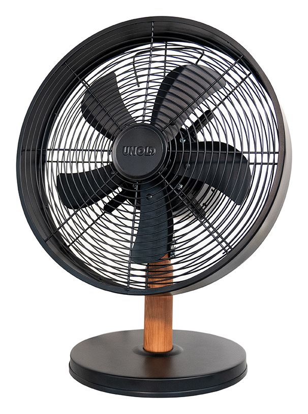 Black Steel Ventilator Tisch neigbar  (Schwarz, Holz) 