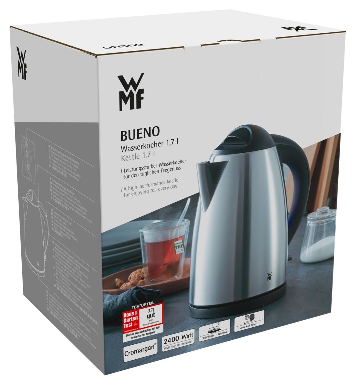 Bueno 1,7 l Wasserkocher 2400 W  (Schwarz, Edelstahl) 