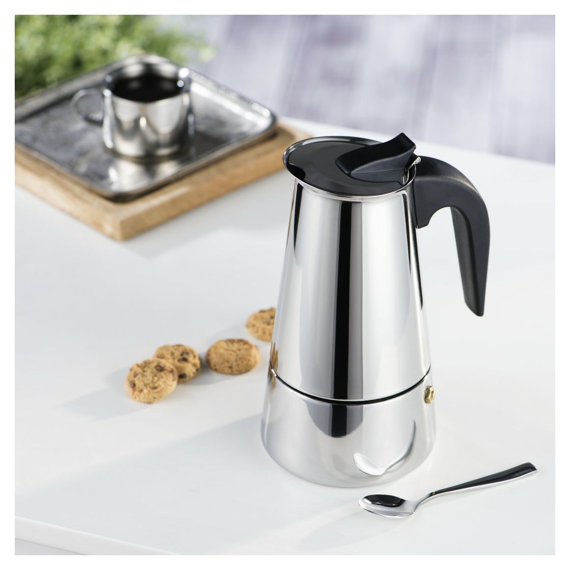 111230 Espressokocher für 6 Tassen Filterkaffeemaschine  (Schwarz, Silber) 