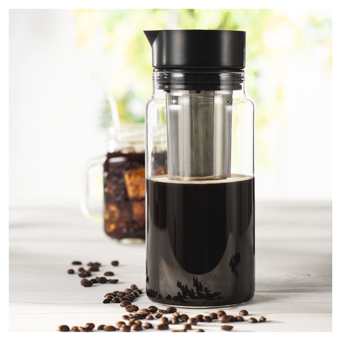 111254 Cold Brew Kaffeebereiter 5 Tassen Filterkaffeemaschine (Schwarz, Transparent) 