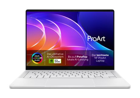 Asus ProArt P H7407BA-SM045W 3K Notebook 35,6 cm (14 Zoll) 2880 x 1800 Pixel 32 GB Ram 1 TB SSD Windows 11 Home NVIDIA RTX Spark  (Weiß) f&uuml;r 3.335,00 Euro