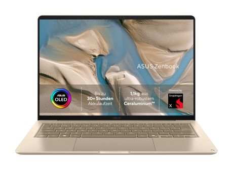 Asus Zenbook UX3480QA-U1157W Copilot+ WUXGA Notebook 35,6 cm (14 Zoll) 1920 x 1200 Pixel 16 GB Ram 512 GB SSD Windows 11 Home Qualcomm Snapdragon max. 2,97 GHz  (Beige) f&uuml;r 1.102,00 Euro