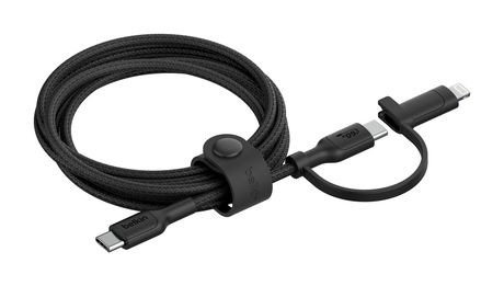 Belkin BoostCharge Pro 0,48 Gbit/s Stecker Rundkabel USB C auf USB C/Lightning bis 60 W 1,5 m  (Schwarz) f&uuml;r 19,49 Euro