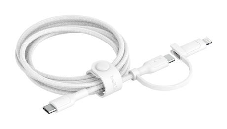 Belkin BoostCharge Pro 0,48 Gbit/s Stecker Rundkabel USB C auf USB C/Lightning bis 60 W 1,5 m  (Weiß) f&uuml;r 18,99 Euro