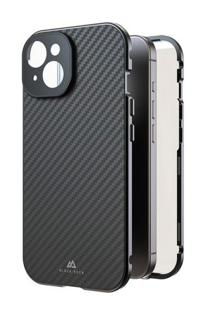 360 Grad Glass Real Carbon Cover für Apple iPhone 15  (Karbon) 