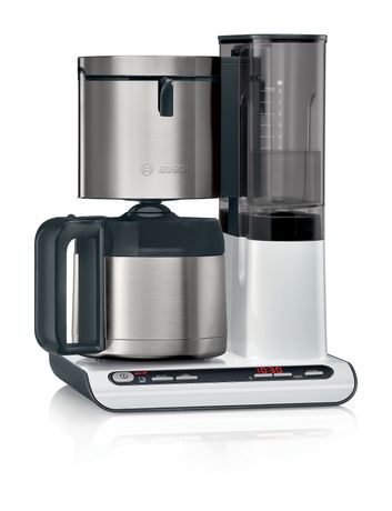 Bosch TKA8A681 Styline 8 Tassen Thermo Filterkaffeemaschine 1,1 l  (Edelstahl, Weiß) f&uuml;r 98,99 Euro