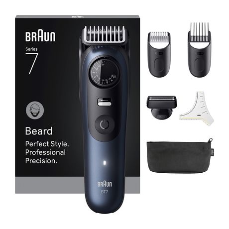 Braun BT7520 Series 7 Barttrimmer Haarschneider Batterie 4 Aufsteckkämme  (Schwarz/Blau) f&uuml;r 59,99 Euro