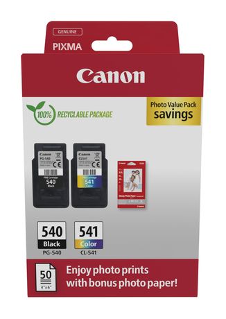 Canon PG-540/CL-541 Photo Value Pack originale Druckerpatronen Schwarz, Cyan, Magenta, Gelb f&uuml;r 49,99 Euro