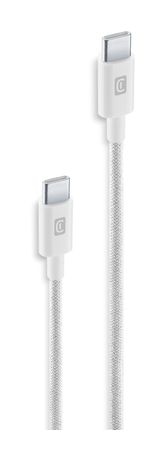 Cellular Line Braided Data Cable Stecker Rundkabel USB C auf USB C bis 60 W 0,6 m  (Weiß) f&uuml;r 12,99 Euro