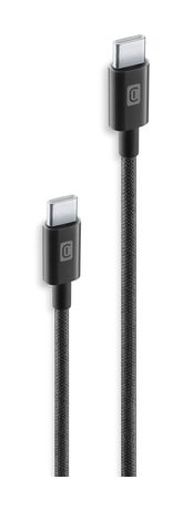 Cellular Line Braided Data Cable Stecker Rundkabel USB C auf USB C bis 60 W 2,5 m  (Schwarz) f&uuml;r 15,99 Euro