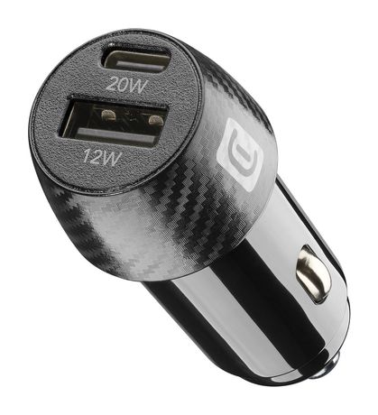 Cellular Line Car Multipower 2 FAST+ - iPhone, Samsung, Xiaomi, Oppo and other Smartphones and Tablets Schnelles Autoladegerät mit USB-Port und USB-C-Port, 32W f&uuml;r 24,99 Euro