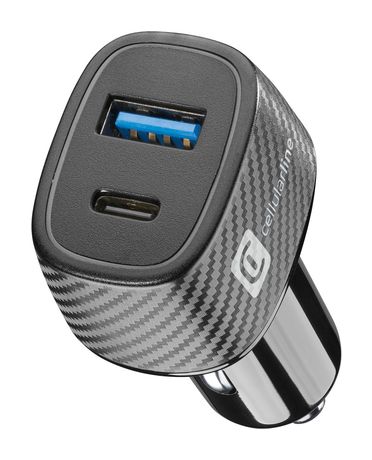 Cellular Line Car Multipower Ultra - iPhone, Samsung, Xiaomi, Oppo and other Smartphones and Tablets Schnelles Autoladegerät mit USB-Port und USB-C-Port f&uuml;r 29,99 Euro