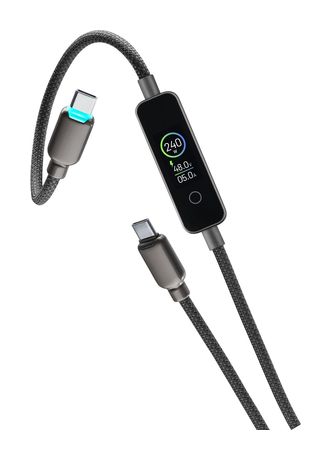 Cellular Line Data Cable Powerview IQ Stecker Rundkabel USB C auf USB C bis 240 W 1,2 m  (Schwarz) f&uuml;r 34,99 Euro