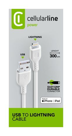 Cellular Line Power Cable Lightning auf USB A bis 12 W 3 m  (Weiß) f&uuml;r 26,99 Euro