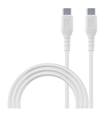 Cellular Line Power Data Cable Rundkabel USB C auf USB C Männlich bis 100 W 1,2 m  (Weiß) f&uuml;r 16,99 Euro