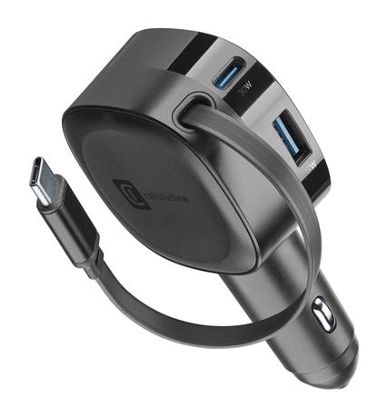 Cellular Line Retractable Car Charger 60W-Autoladegerät mit einziehbarem Kabel f&uuml;r 34,99 Euro