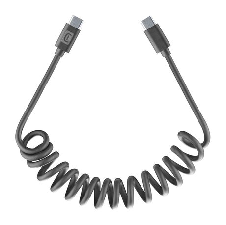 Cellular Line Spiral Cable Spiralkabel Stecker Rundkabel USB C auf USB C bis 60 W 1,2 m  (Schwarz) f&uuml;r 14,99 Euro