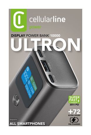 Cellular Line Ultron 10000 mAh Powerbank USB Typ-C  (Schwarz) f&uuml;r 44,71 Euro