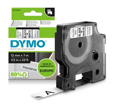 Dymo DYMO Original D1-Etikettenband | schwarz auf weiß | 12 mm x 7 m | selbstklebendes Schriftband| für LabelManager-Beschriftungsgerät f&uuml;r 16,99 Euro