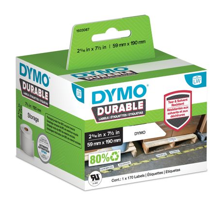 Dymo DYMO Original LabelWriter Hochleistungs-Etiketten | 59 mm x 190 mm | weißes Kunststoff-Etikett | Rolle mit 170 Etiketten | für LabelWriter-Beschriftungsgerät f&uuml;r 143,99 Euro