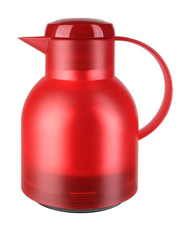 504232 SAMBA Quick Press Isolierkanne 1,0l Glas-Isolierkolben  (Rot, Durchscheinend) 