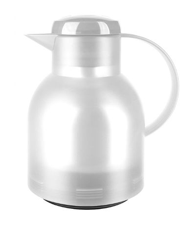 504687 SAMBA Quick Press Isolierkanne 1,0l Glas-Isolierkolben (Durchscheinend, Weiß) 